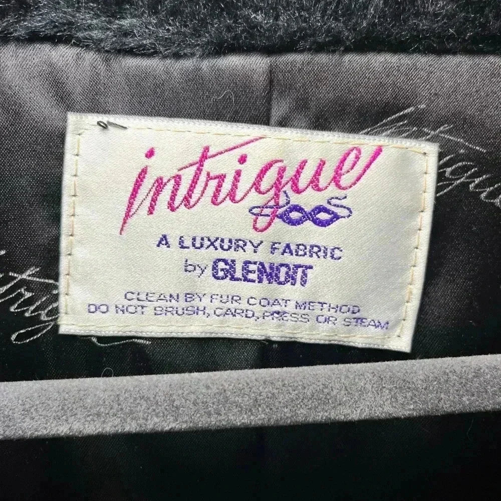 Vintage Womens Coat 13-14 Glenoit Intrigue Black Faux Fur Union Made in USA. - Picture 7 of 14
